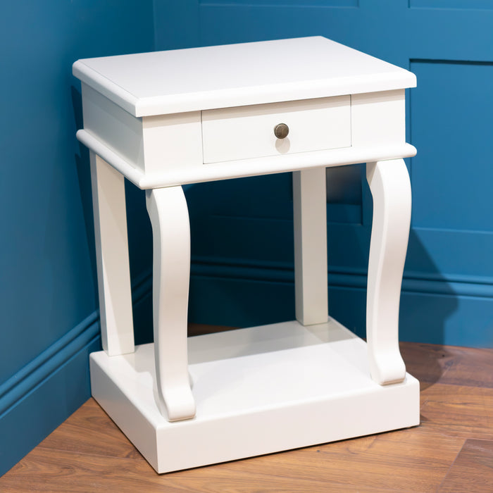 Scroll ivory end table 1 drawer