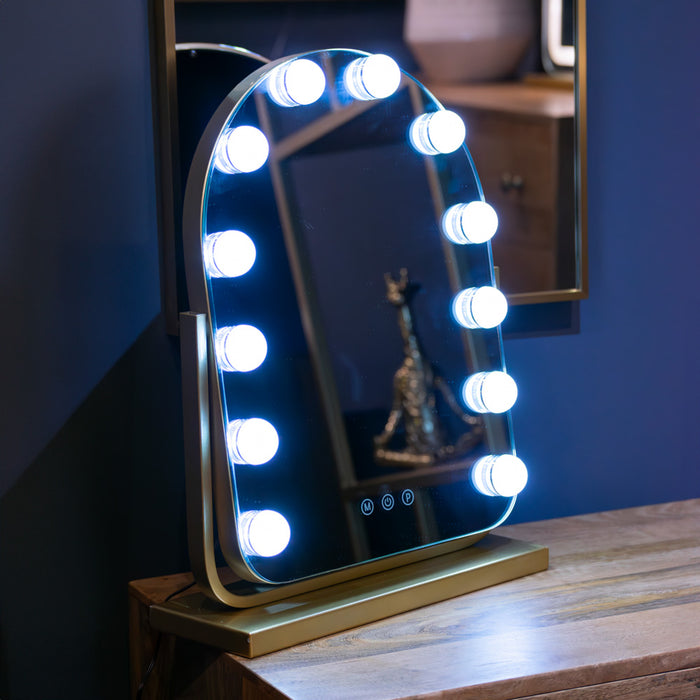 Hollywood bulb arch vanity mirror gold 40 x 30cm