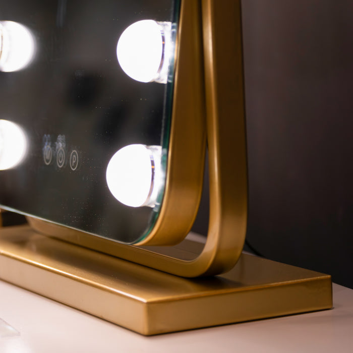 Hollywood bulb arch vanity mirror gold 40 x 30cm