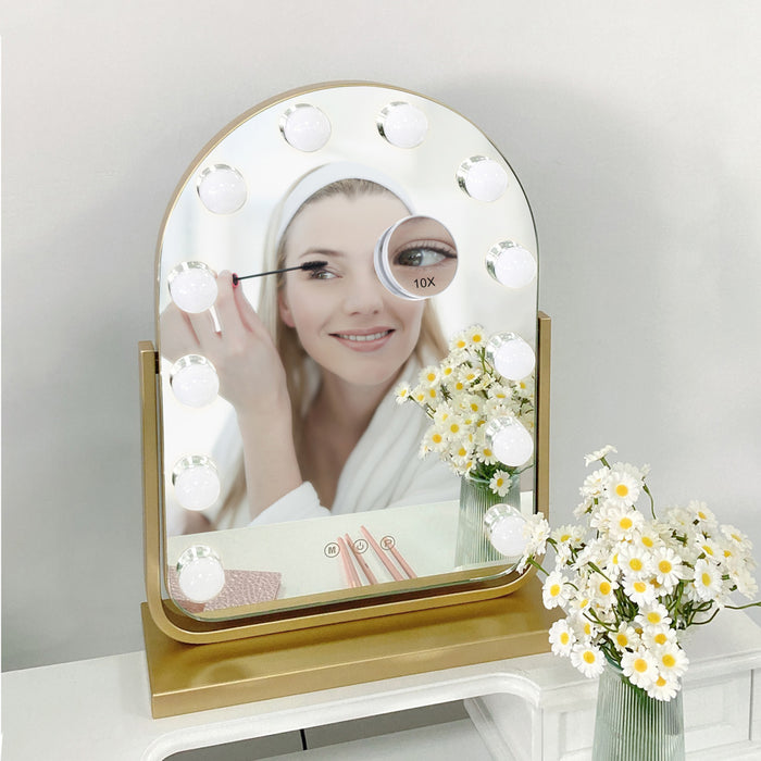 Hollywood bulb arch vanity mirror gold 40 x 30cm