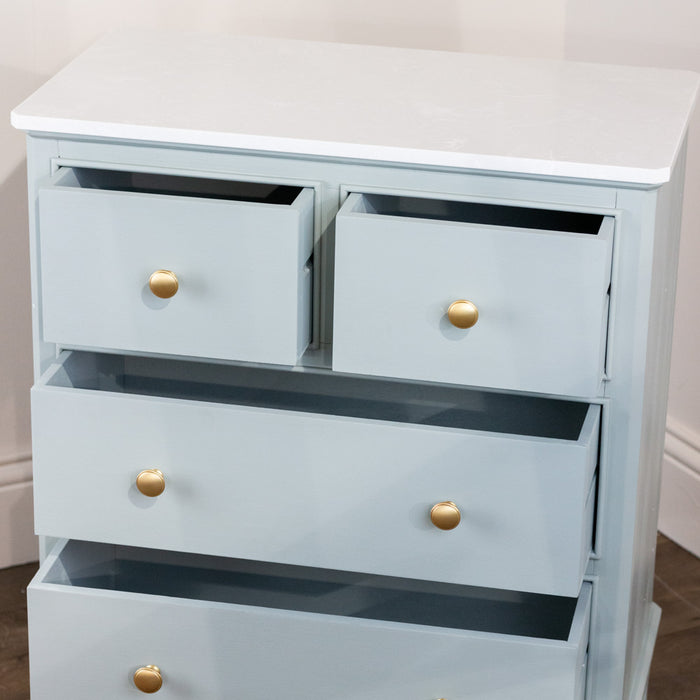 Monroe 4 drawer cabinet with marble top sage