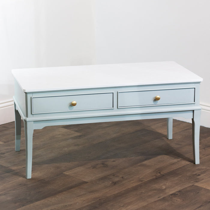 Monroe coffee table with marble top sage