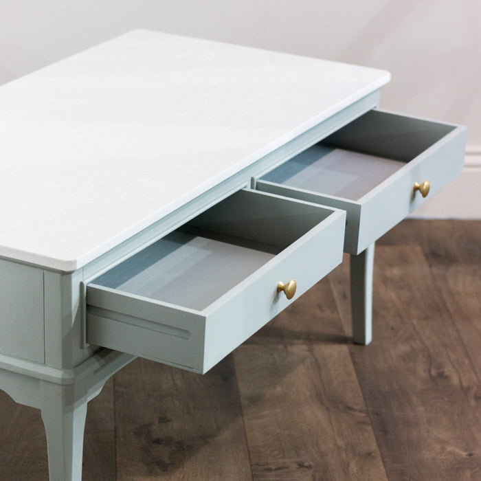 Monroe coffee table with marble top sage