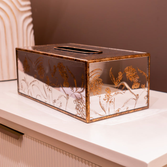 Vela rectangle tissue box gold