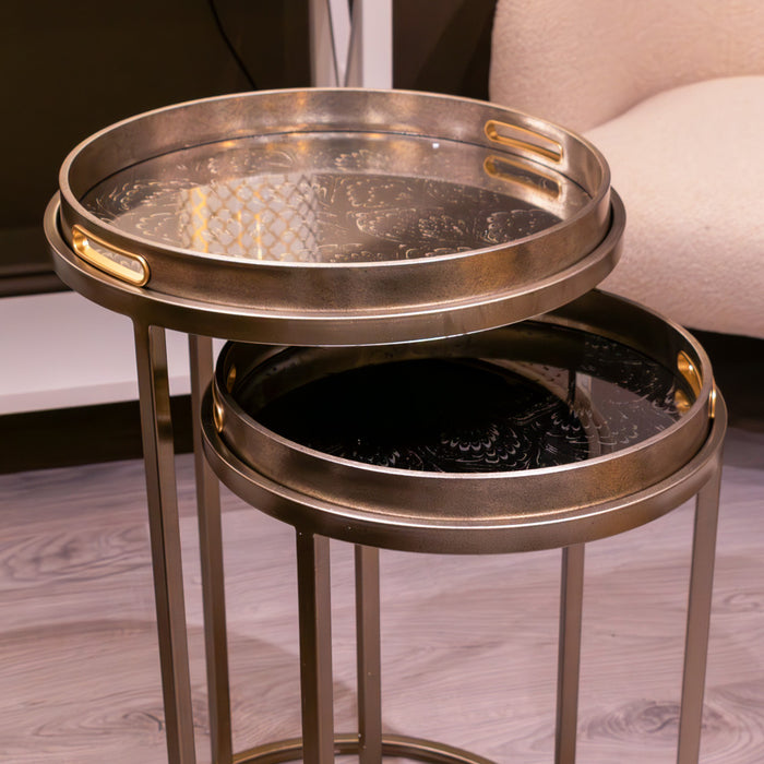 Lyra s/2 tray tables champagne