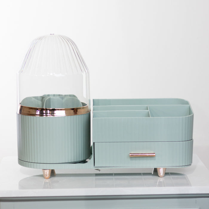 Rotating cosmetics organiser duck egg