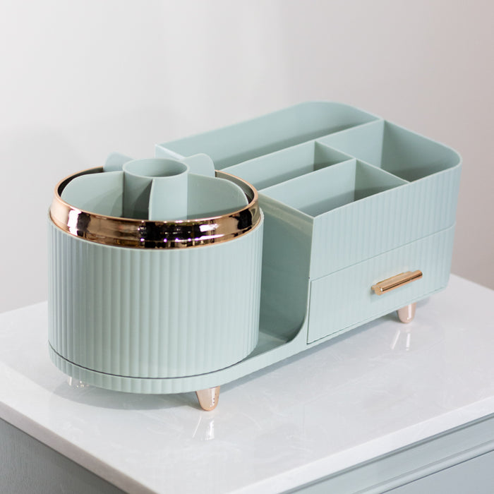 Rotating cosmetics organiser duck egg