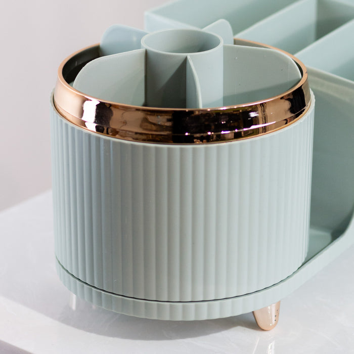 Rotating cosmetics organiser duck egg