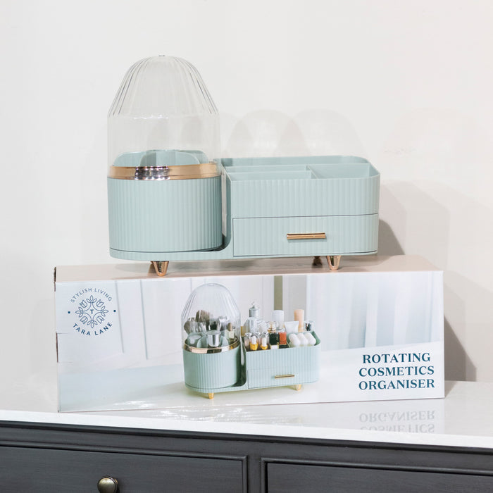 Rotating cosmetics organiser duck egg