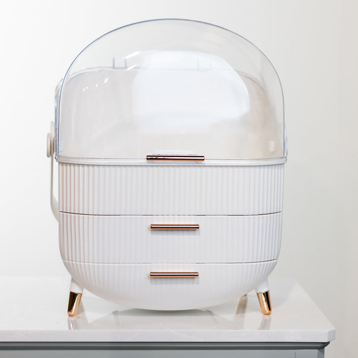 Cosmetics storage box 2 drawer white