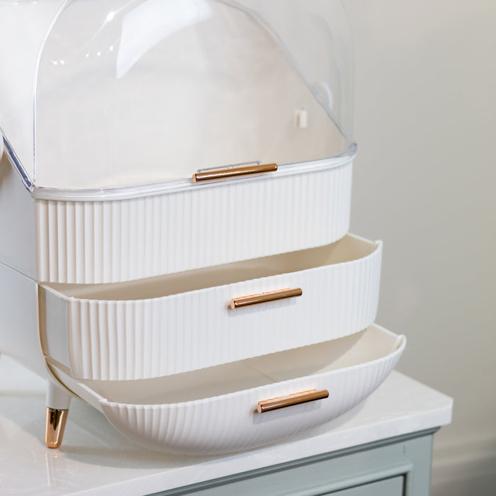Cosmetics storage box 2 drawer white