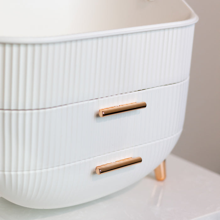 Cosmetics storage box 2 drawer white