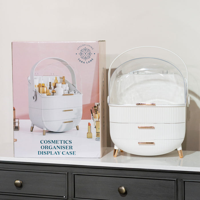 Cosmetics storage box 2 drawer white