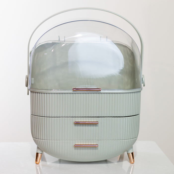 Cosmetics storage box 2 drawer duck egg