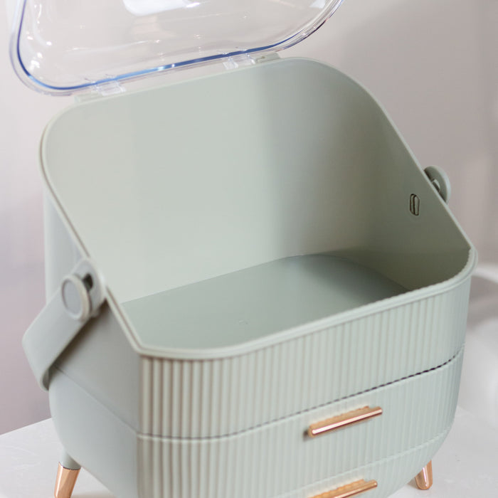 Cosmetics storage box 2 drawer duck egg