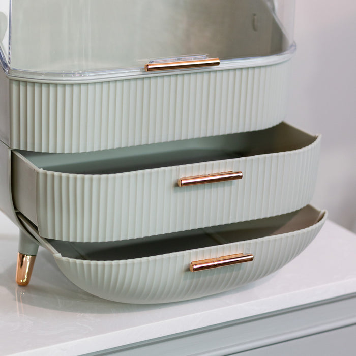 Cosmetics storage box 2 drawer duck egg