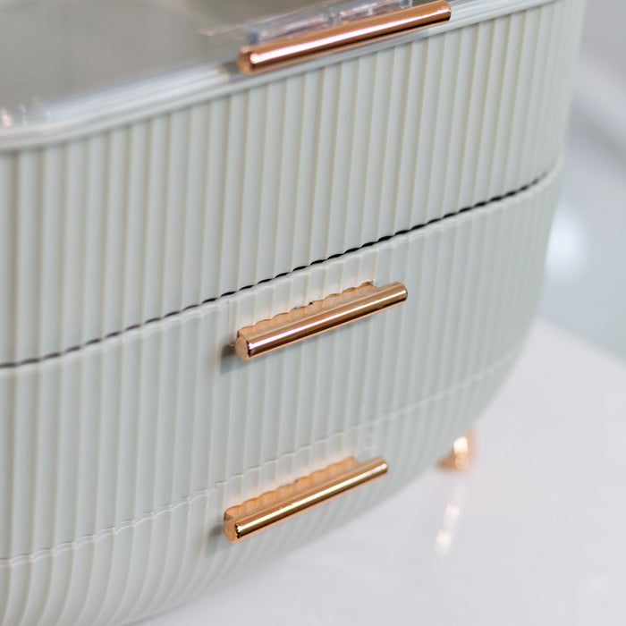 Cosmetics storage box 2 drawer duck egg