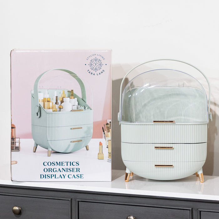 Cosmetics storage box 2 drawer duck egg