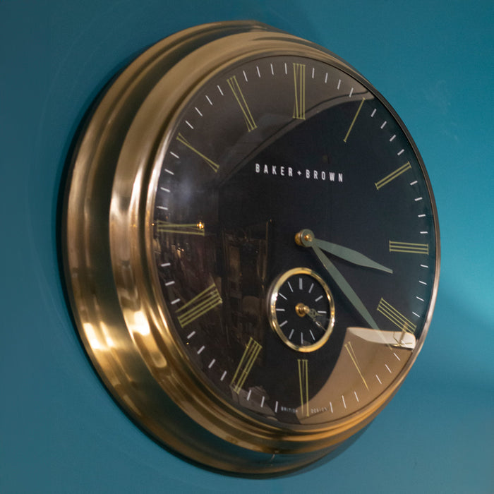Baker and brown clock black/brass 49cm