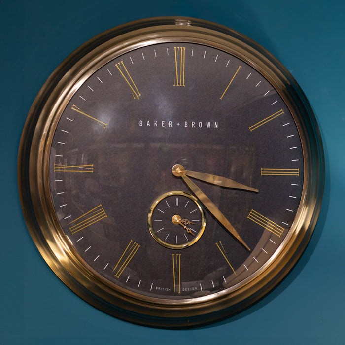 Baker and brown clock black/brass 49cm