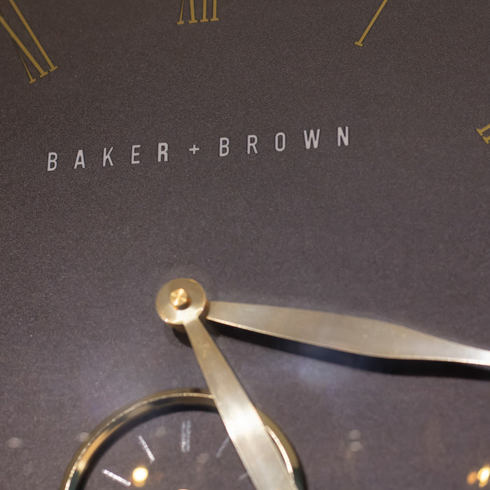 Baker and brown clock black/brass 49cm