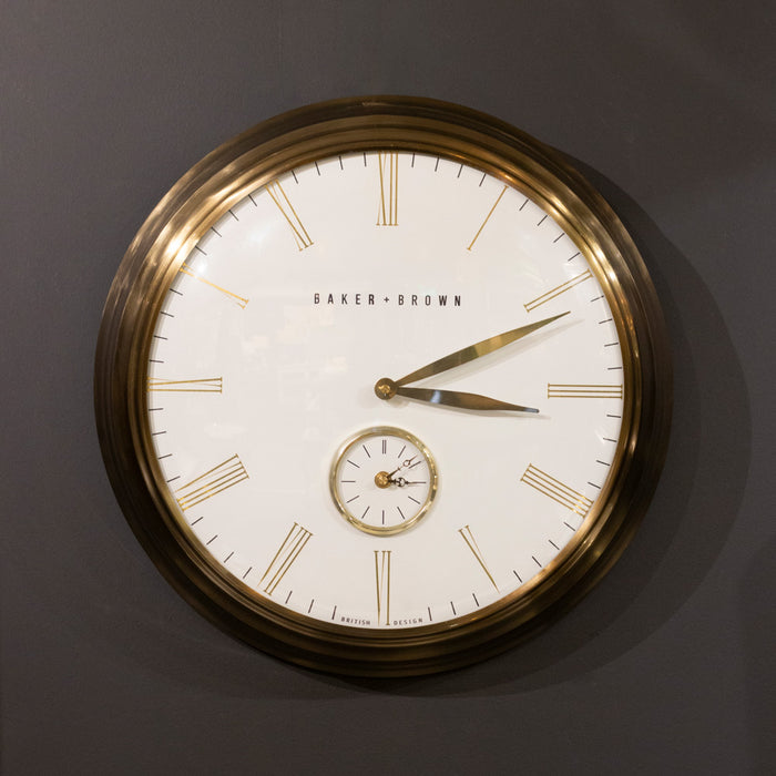 Baker and brown clock white/brass 49cm