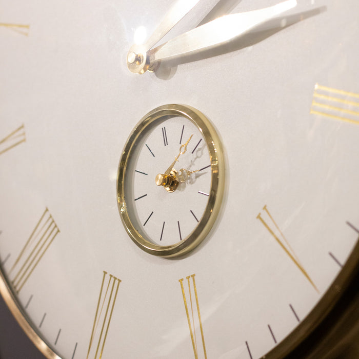 Baker and brown clock white/brass 49cm
