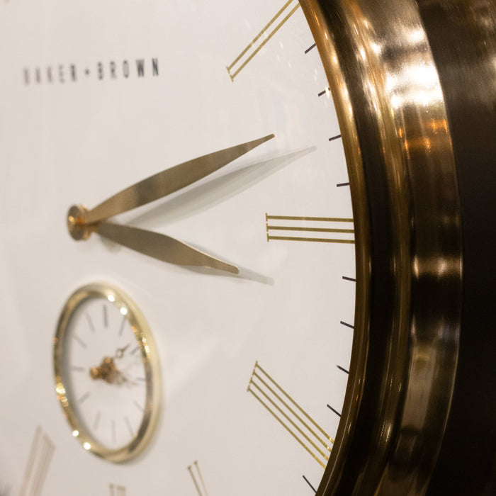 Baker and brown clock white/brass 49cm