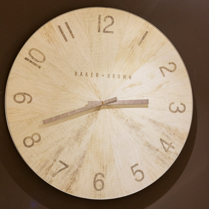 Baker and brown clock white oak 76cm
