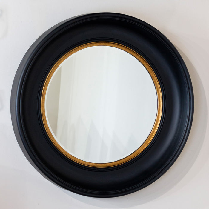 Marcella deep round mirror black/gold 90cm