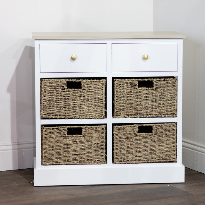 Reno natural/white 2 drw 4 basket unit 75cm