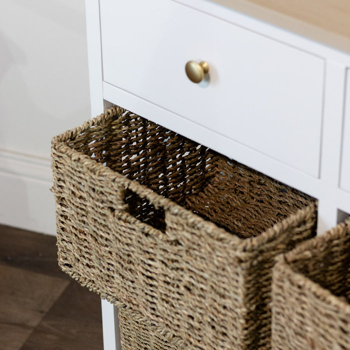 Reno natural/white 2 drw 4 basket unit 75cm