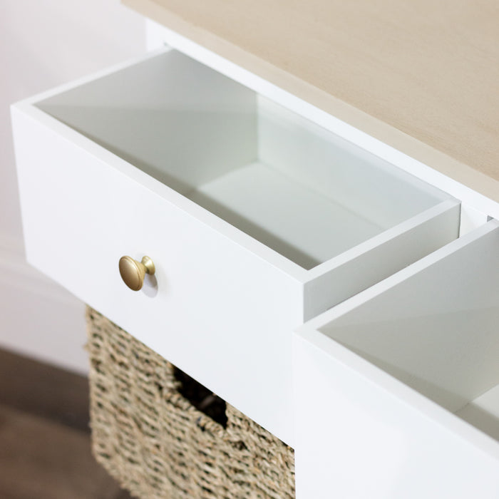 Reno natural/white 2 drw 4 basket unit 75cm