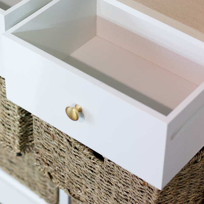 Reno natural/white 2 drw 4 basket unit 75cm