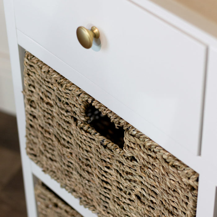 Reno natural/white 2 drw 4 basket unit 75cm