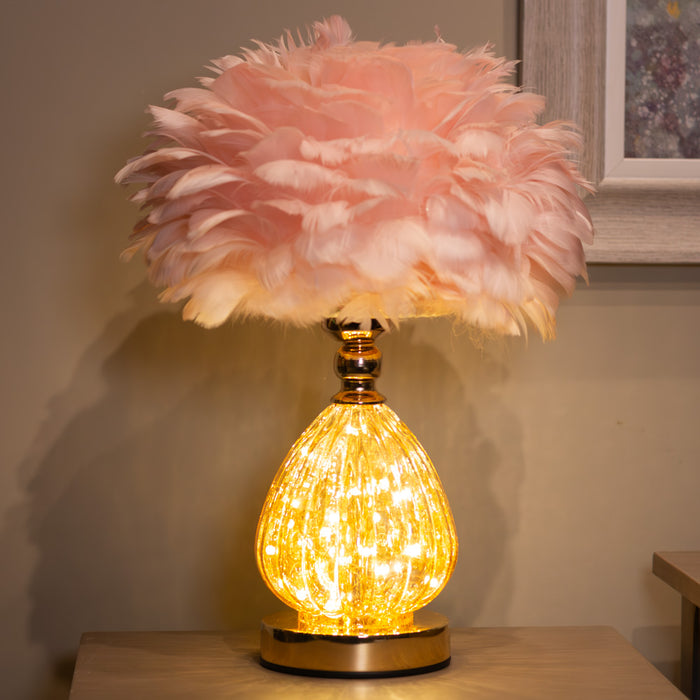 Raya led base feather lamp pink 40cm
