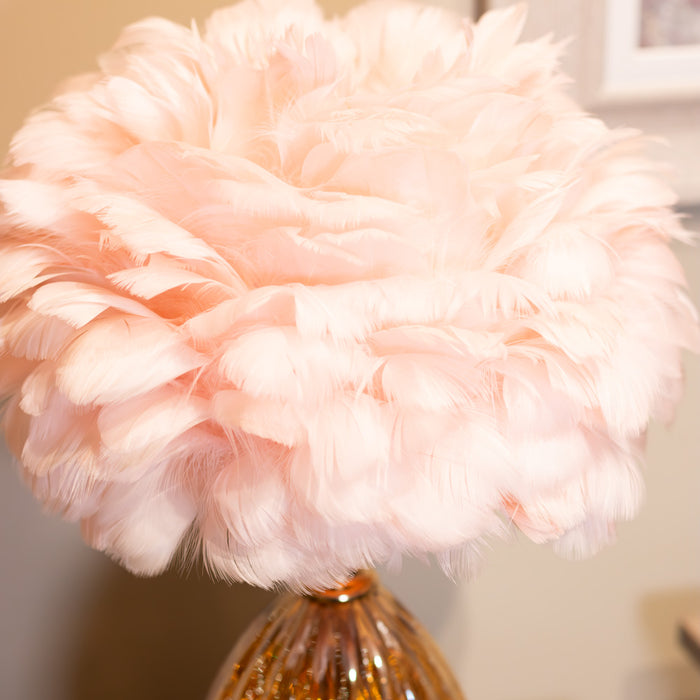 Raya led base feather lamp pink 40cm