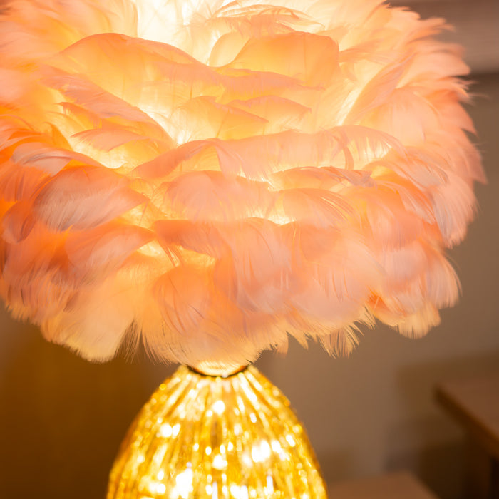 Raya led base feather lamp pink 40cm