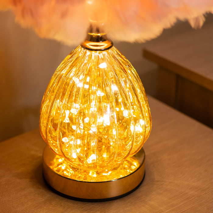 Raya led base feather lamp pink 40cm