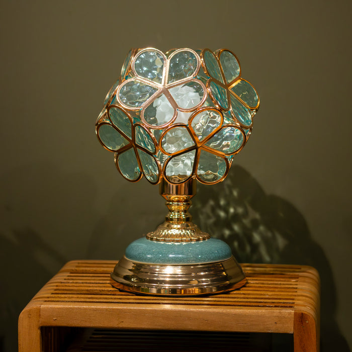 Adley flower lamp aqua glass 29cm
