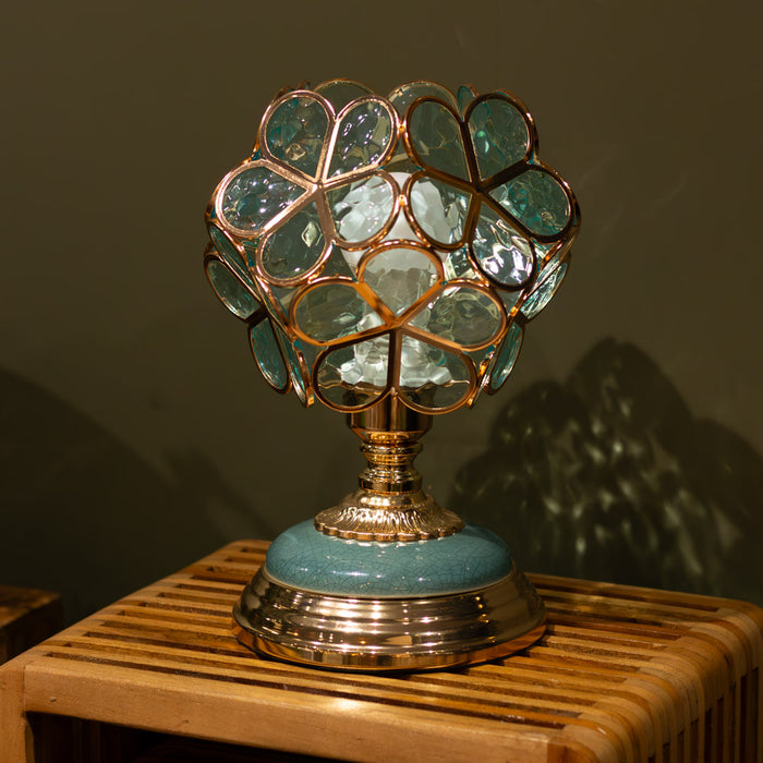 Adley flower lamp aqua glass 29cm