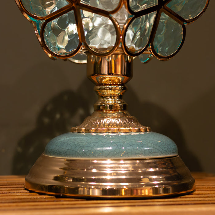 Adley flower lamp aqua glass 29cm