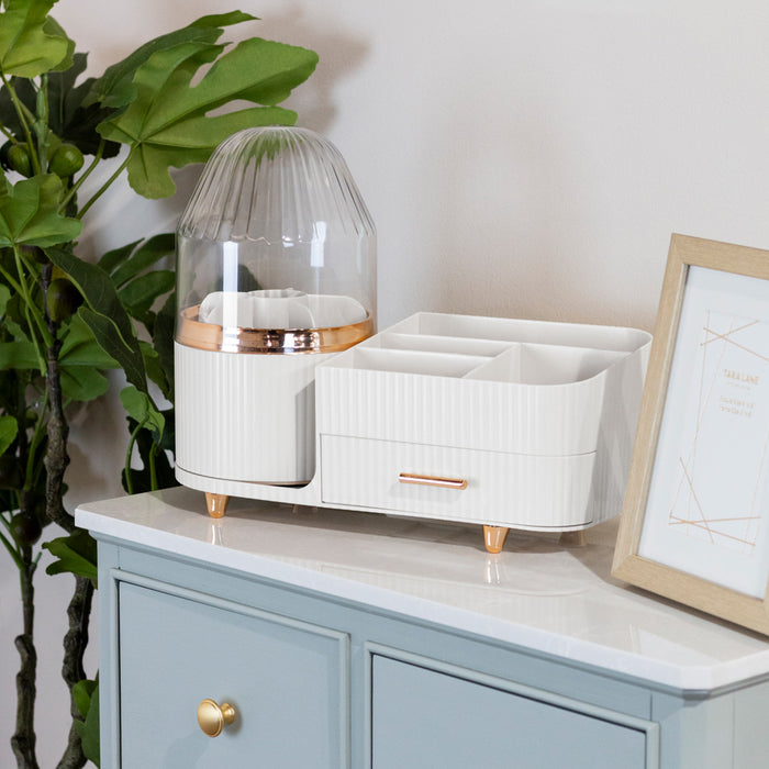 Rotating cosmetics organiser pure white