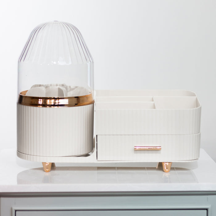 Rotating cosmetics organiser pure white