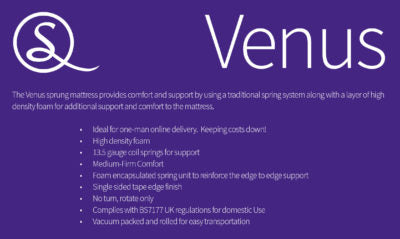 Venus 4'6" Memory Cool Rolled Mattress White