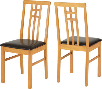 Vienna Chair (Box of 1) Medium Oak/Brown Faux Leather