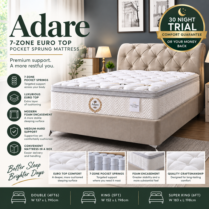 Adare 7-Zone Euro Top Pocket Sprung Mattress