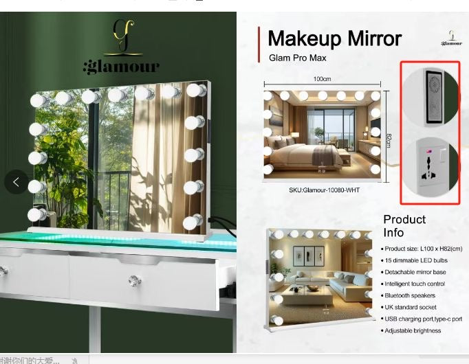 Hollywood LuxePro 15‑Bulb Vanity Mirror
