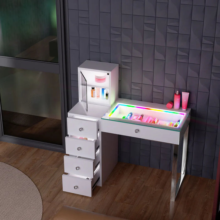 Fabi Dressing Table – 5 Storage Drawers with Crystal Handles