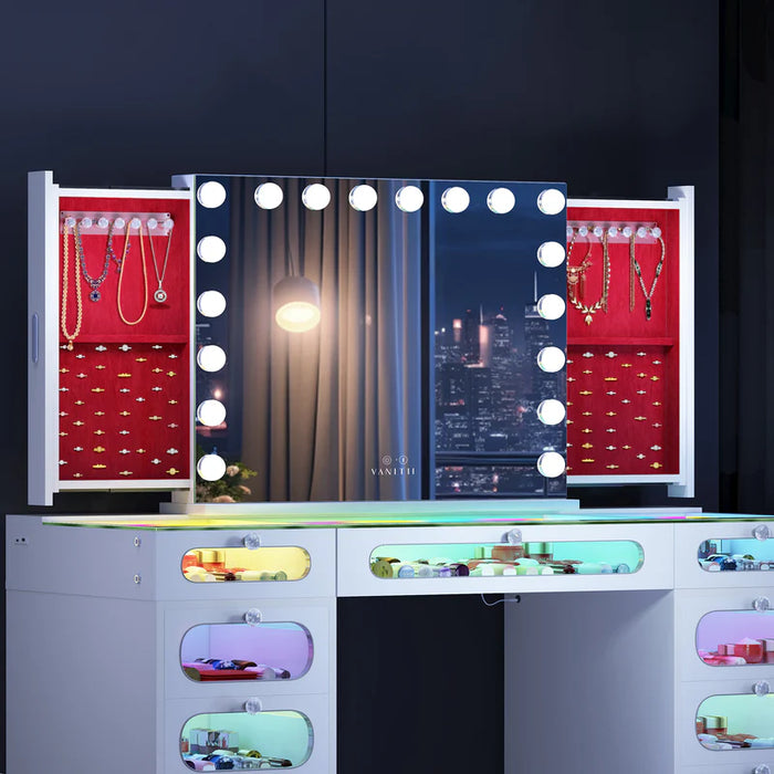 Hideaway Jewelry Vanity Mirror + Priscilla Vanity Table